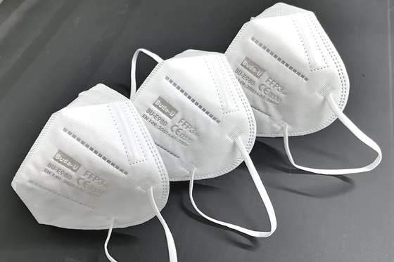 出口国外高透气性FFP3防护口罩，无阀门FFP3 NR口罩，含水驻极熔喷布和无纺布