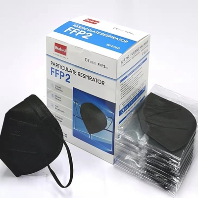 国外出售黑色一次性FFP2防护口罩，CE0370认证，防尘带弹性耳带FFP2口罩
