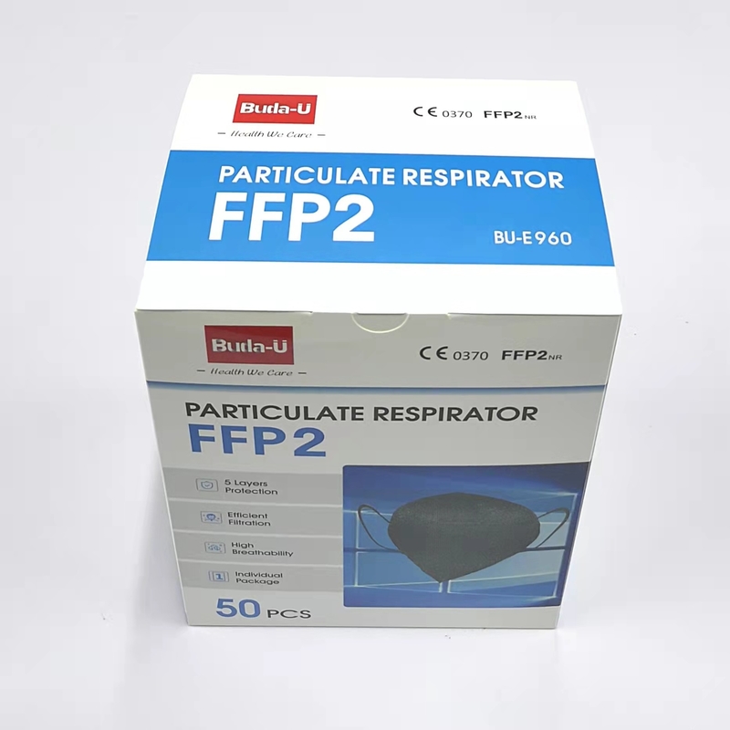国外出口防尘FFP2防护口罩，EN149 FFP2半面罩口罩，弹性耳带，含熔喷布和无纺布